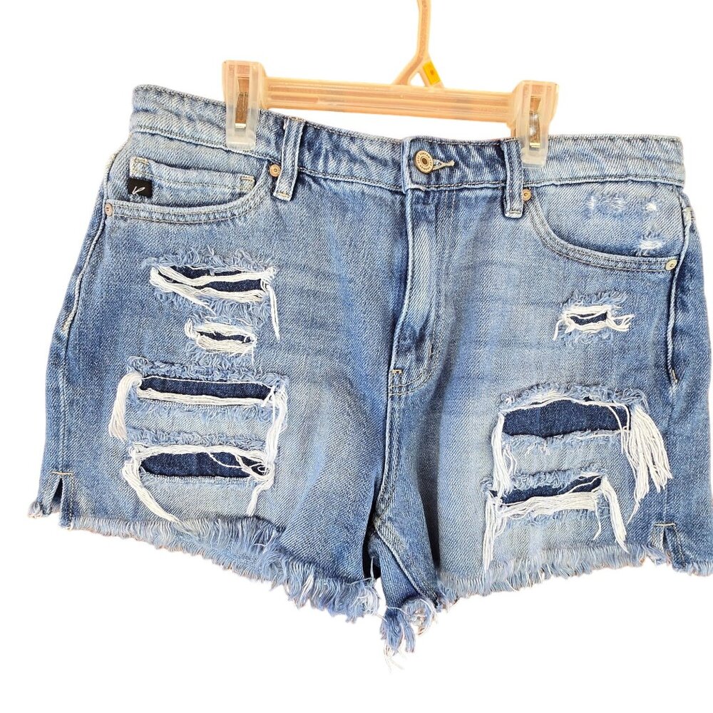 KanCan Womens Distressed High-Waisted Denim Shorts Size M Y2K